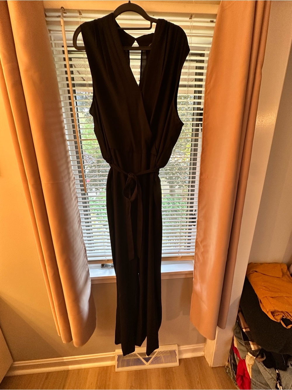 Banana Republic Black Sleeveless Wrap-Style Jumpsuit with Tie Waist